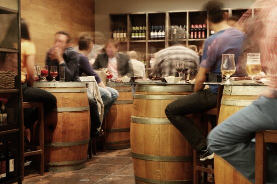 winery with barrel tables