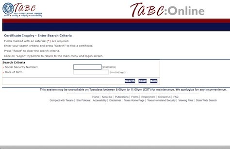 TABC Online Certification