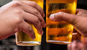 toasting beer glasses