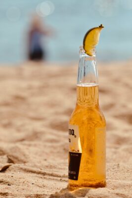 Corona and lime on the beach