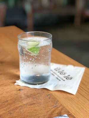 Gin and tonic on table